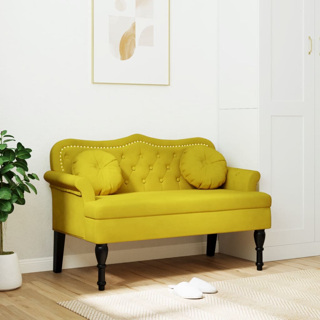 Banc avec coussins jaune 120,5x65x75 cm velours - XIOS
