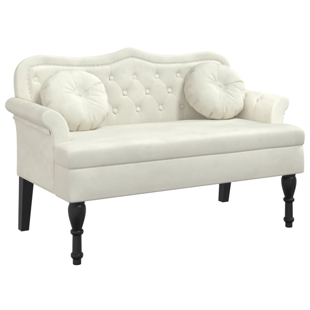 Banc avec coussins crème 120,5x65x75 cm velours - XIOS
