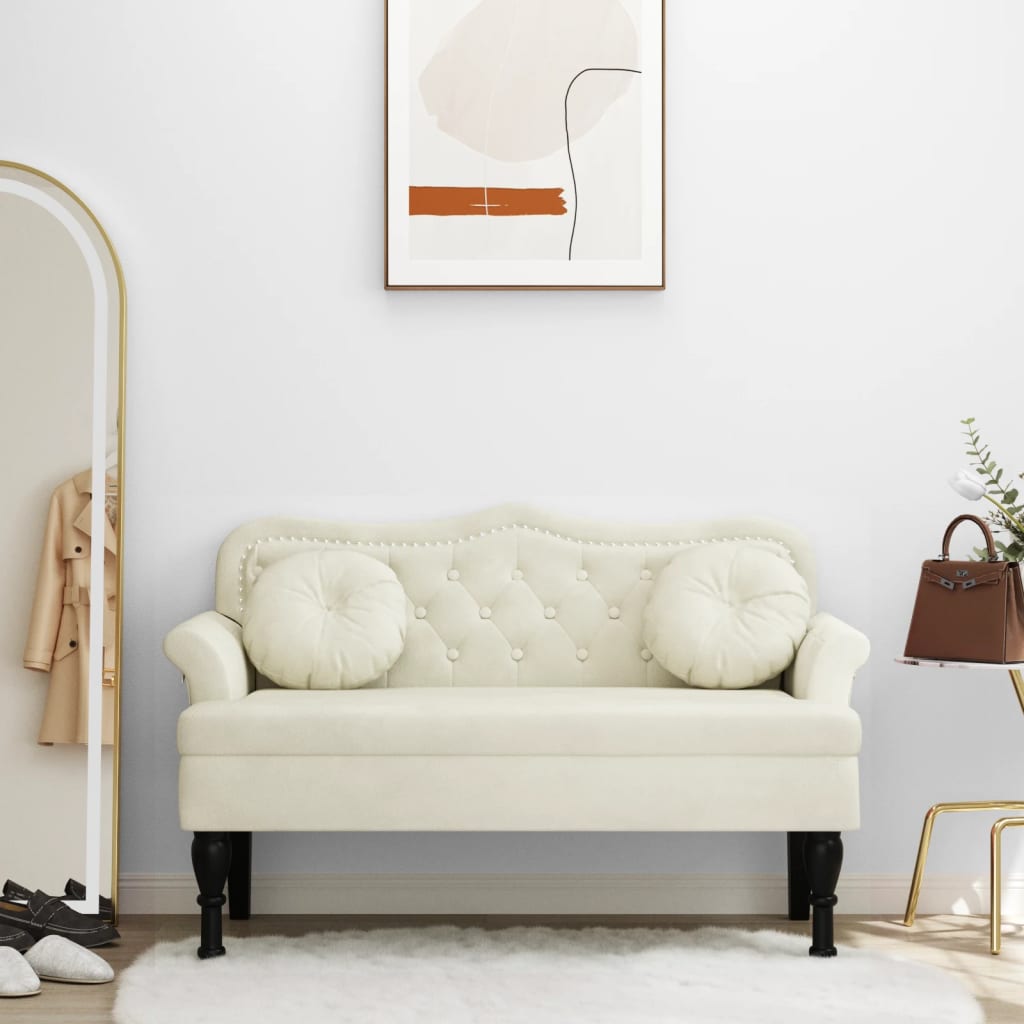 Banc avec coussins crème 120,5x65x75 cm velours - XIOS