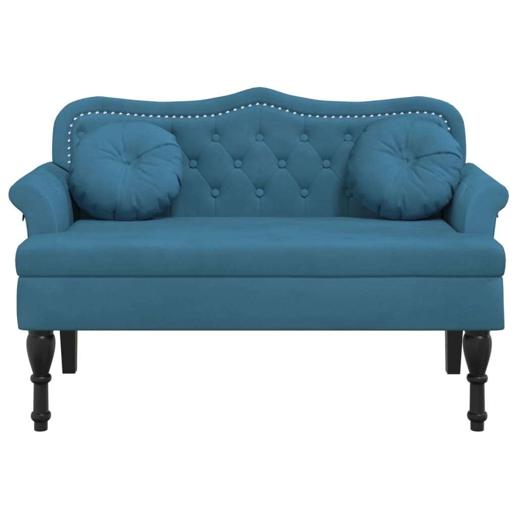 Banc avec coussins bleu 120,5x65x75 cm velours - XIOS