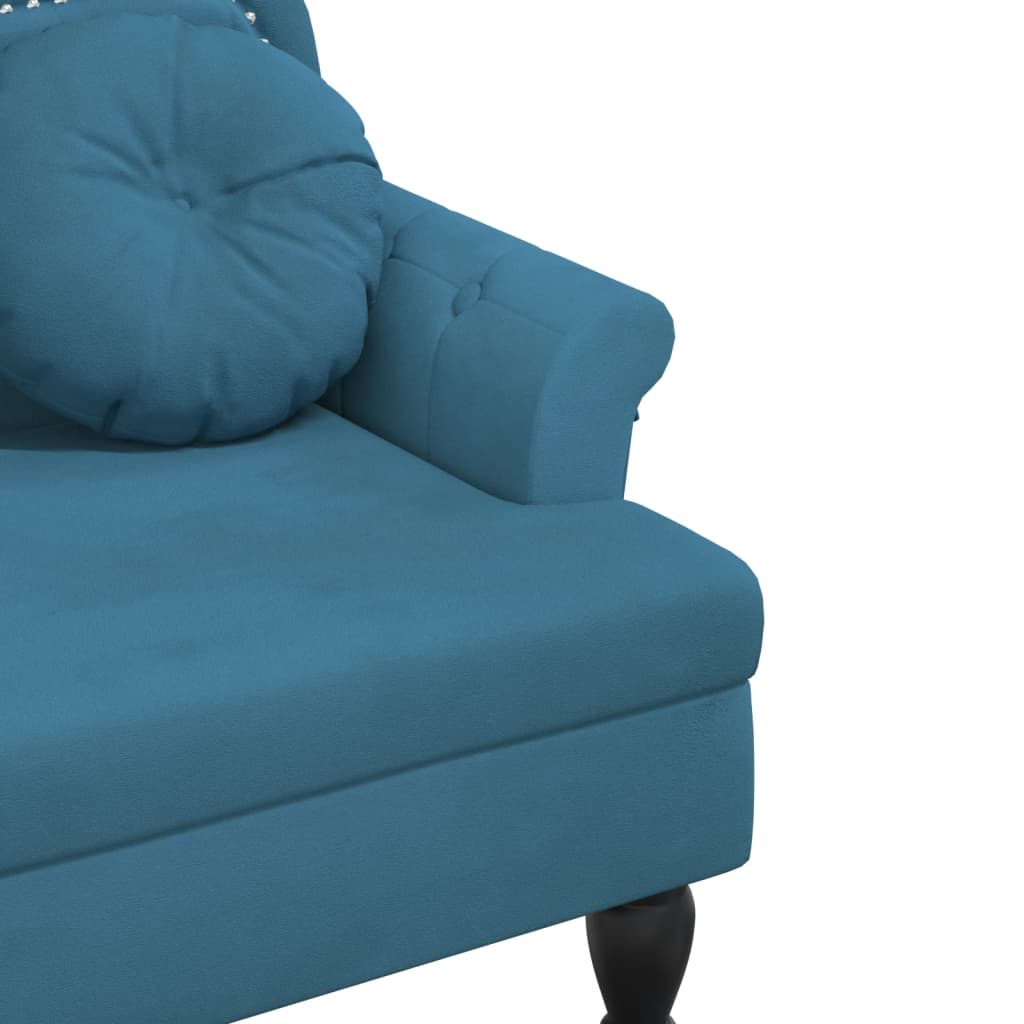 Banc avec coussins bleu 120,5x65x75 cm velours - XIOS