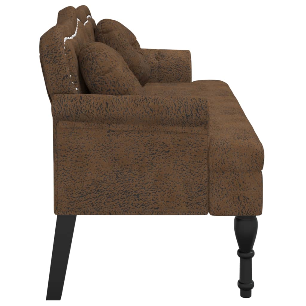 Banc avec coussins marron 120,5x65x75 cm similicuir daim - XIOS