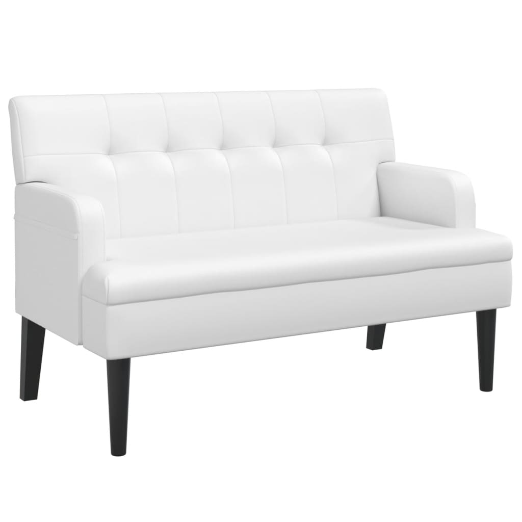Banc avec dossier blanc 112x65,5x75 cm similicuir - XIOS