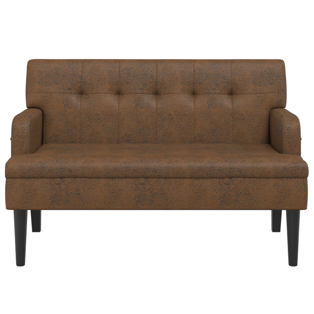 Banc avec dossier marron 112x65,5x75 cm similicuir daim - XIOS