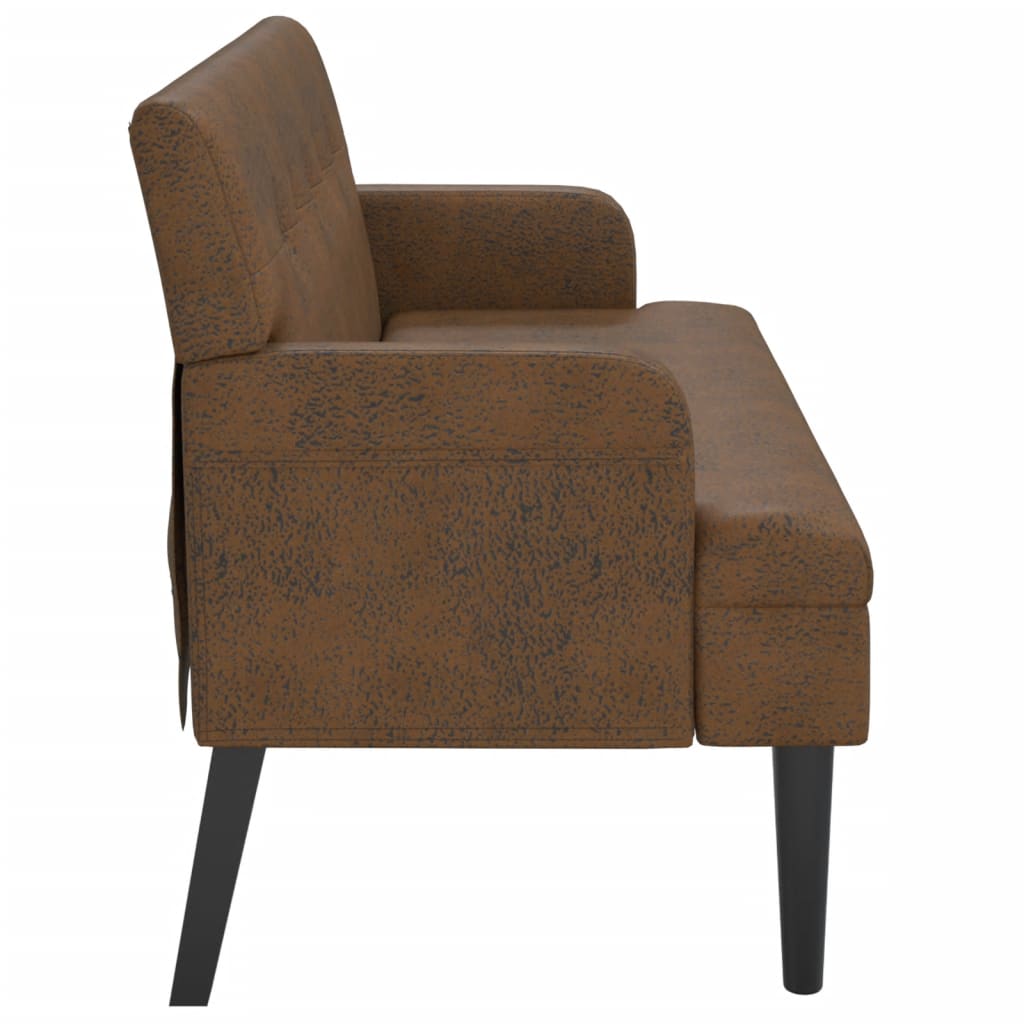 Banc avec dossier marron 112x65,5x75 cm similicuir daim - XIOS