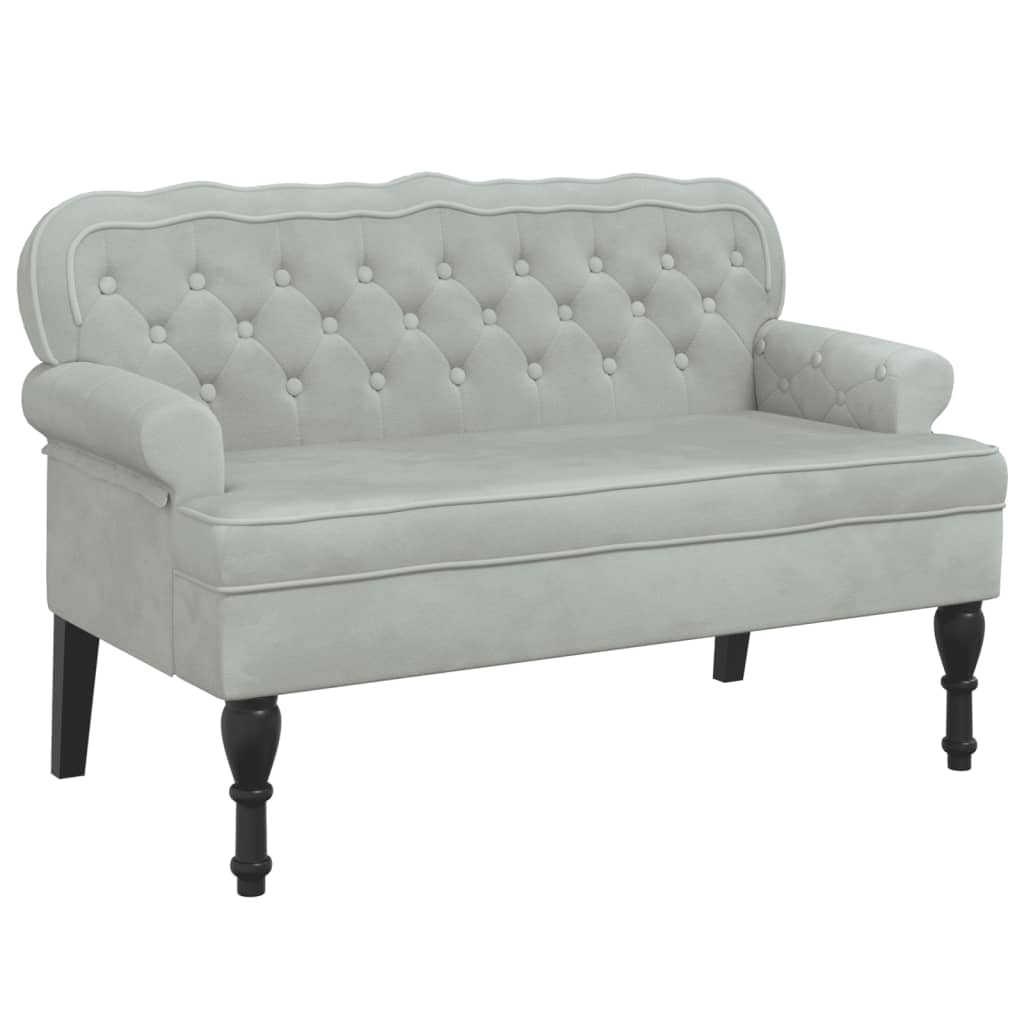 Banc avec dossier gris clair 119,5x64,5x75 cm velours - XIOS