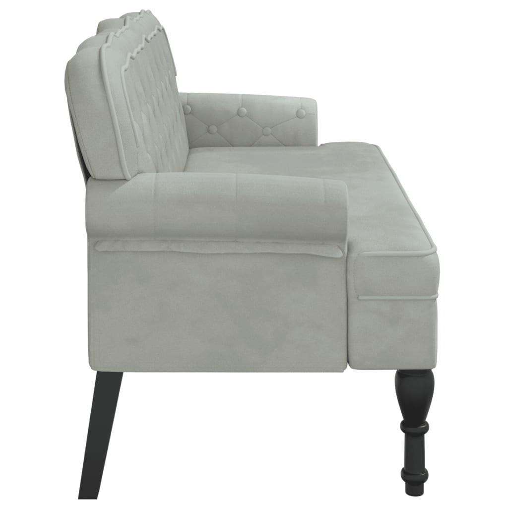 Banc avec dossier gris clair 119,5x64,5x75 cm velours - XIOS