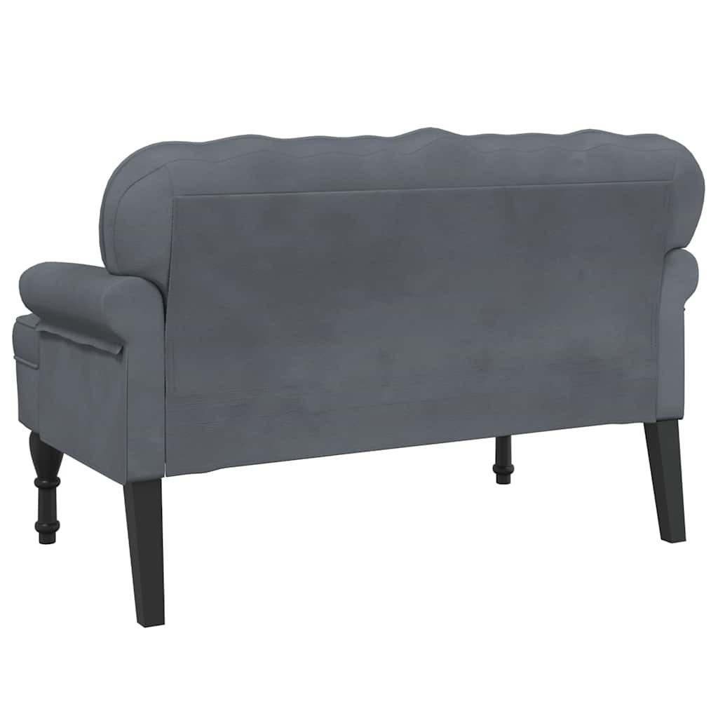 Banc avec dossier gris foncé 119,5x64,5x75 cm velours - XIOS
