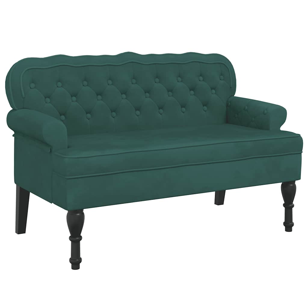 Banc avec dossier vert foncé 119,5x64,5x75 cm velours - XIOS