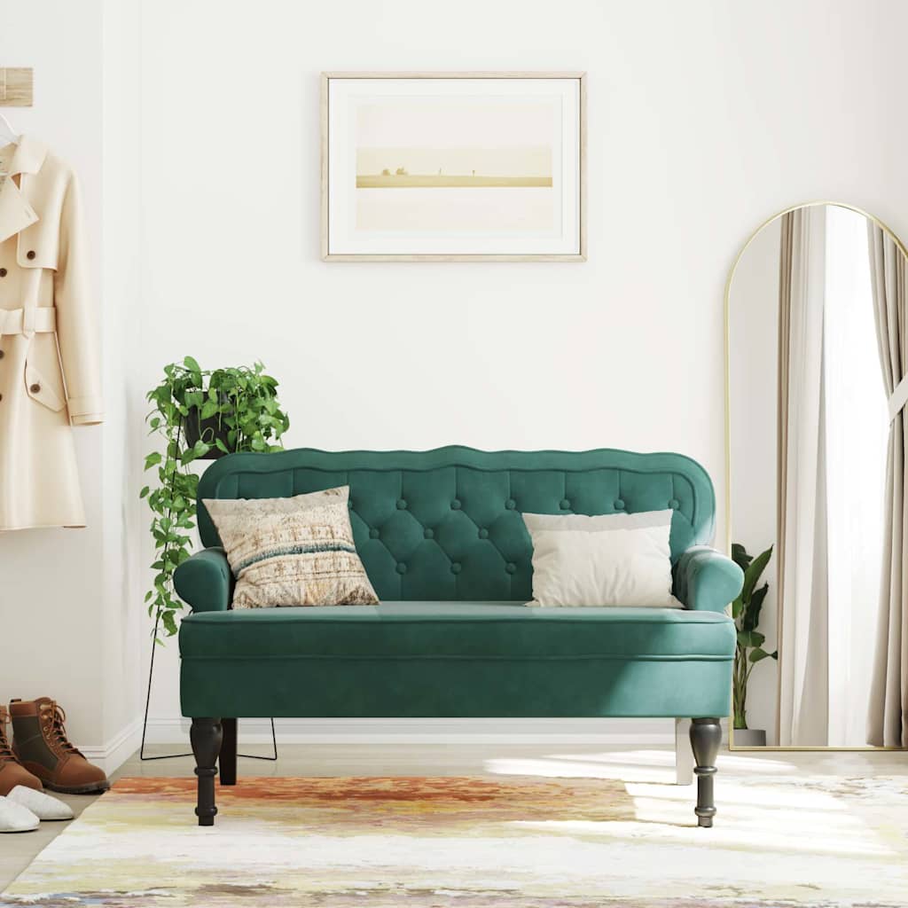 Banc avec dossier vert foncé 119,5x64,5x75 cm velours - XIOS