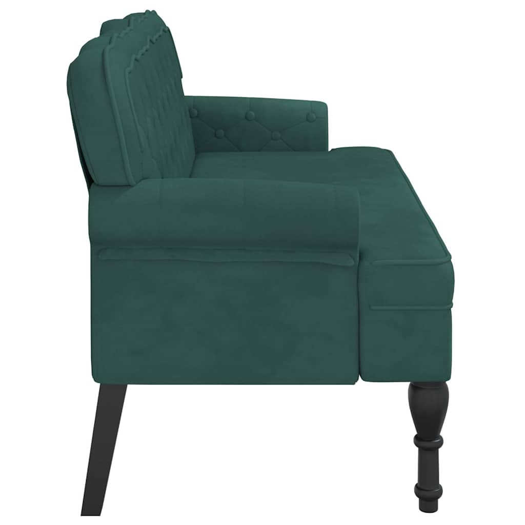 Banc avec dossier vert foncé 119,5x64,5x75 cm velours - XIOS