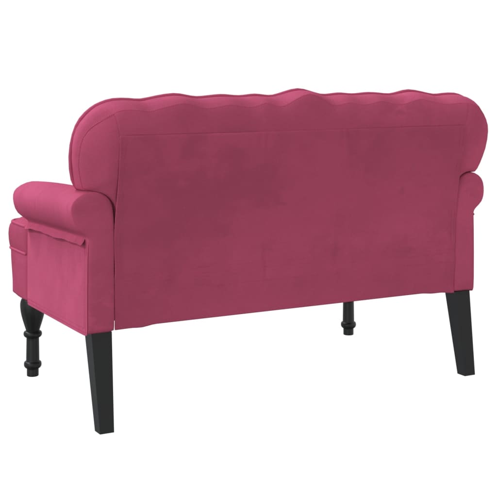 Banc avec dossier bordeaux 119,5x64,5x75 cm velours - XIOS