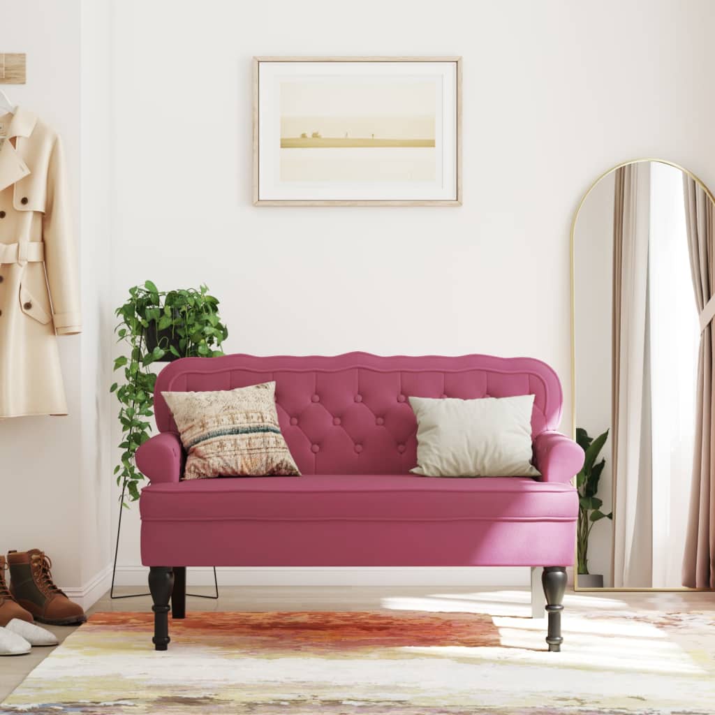 Banc avec dossier bordeaux 119,5x64,5x75 cm velours - XIOS