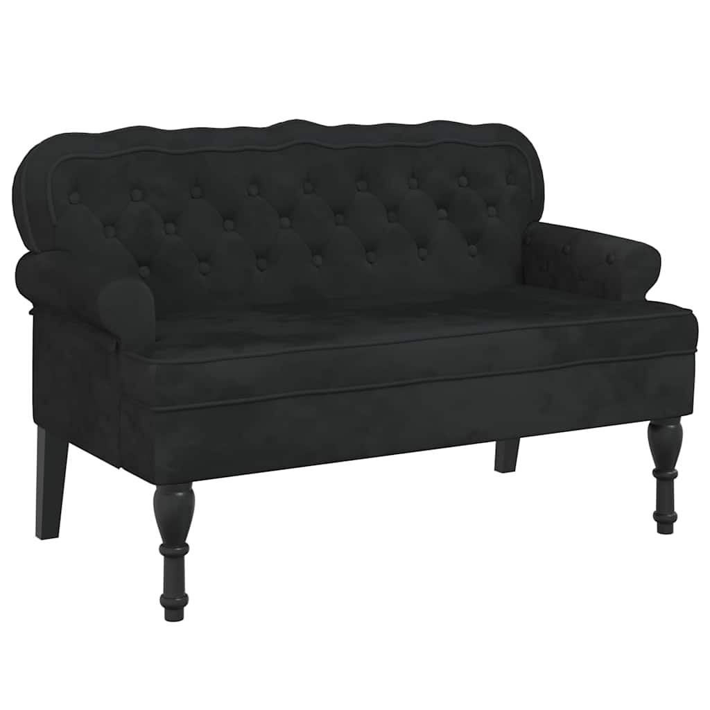 Banc avec dossier noir 119,5x64,5x75 cm velours - XIOS