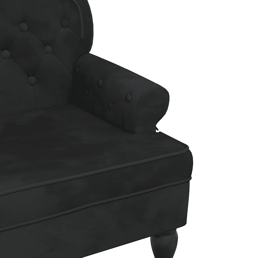 Banc avec dossier noir 119,5x64,5x75 cm velours - XIOS