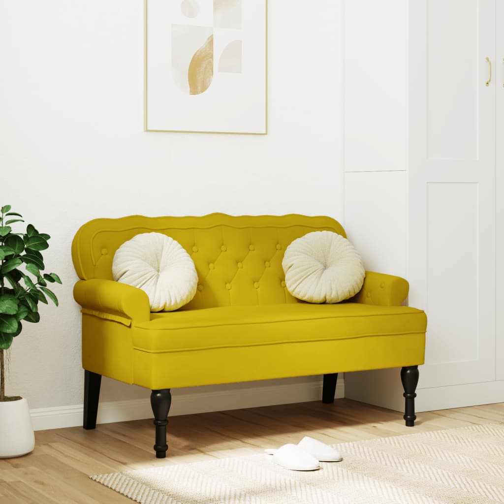 Banc avec dossier jaune 119,5x64,5x75 cm velours - XIOS