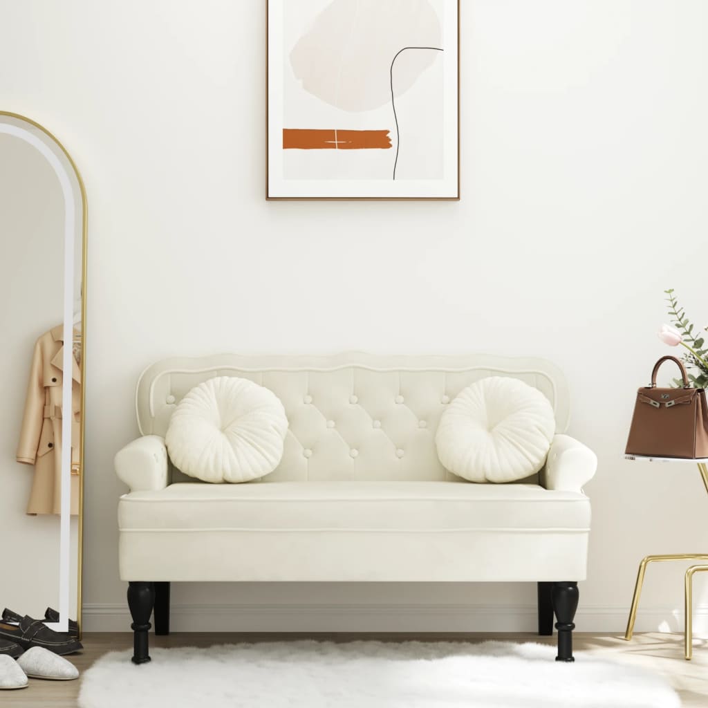 Banc avec dossier crème 119,5x64,5x75 cm velours - XIOS