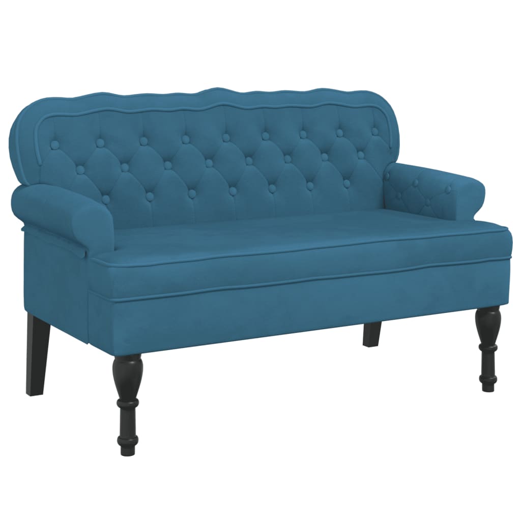 Banc avec dossier bleu 119,5x64,5x75 cm velours - XIOS