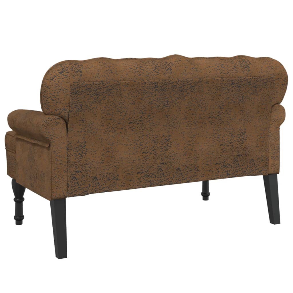 Banc avec dossier marron 119,5x64,5x75 cm similicuir daim - XIOS