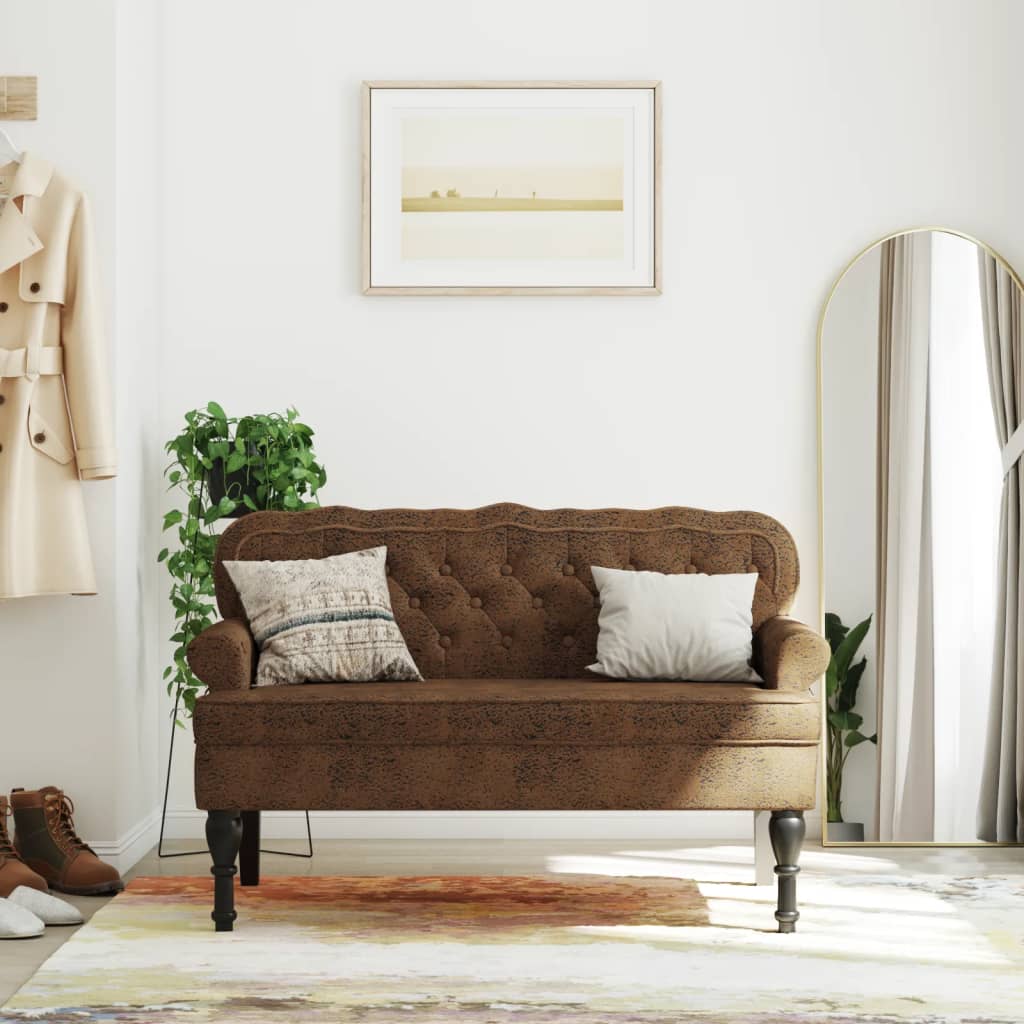 Banc avec dossier marron 119,5x64,5x75 cm similicuir daim - XIOS