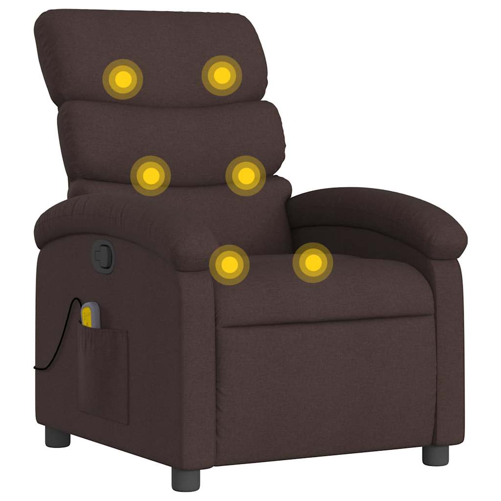 Fauteuil de massage inclinable Marron foncé Tissu - XIOS