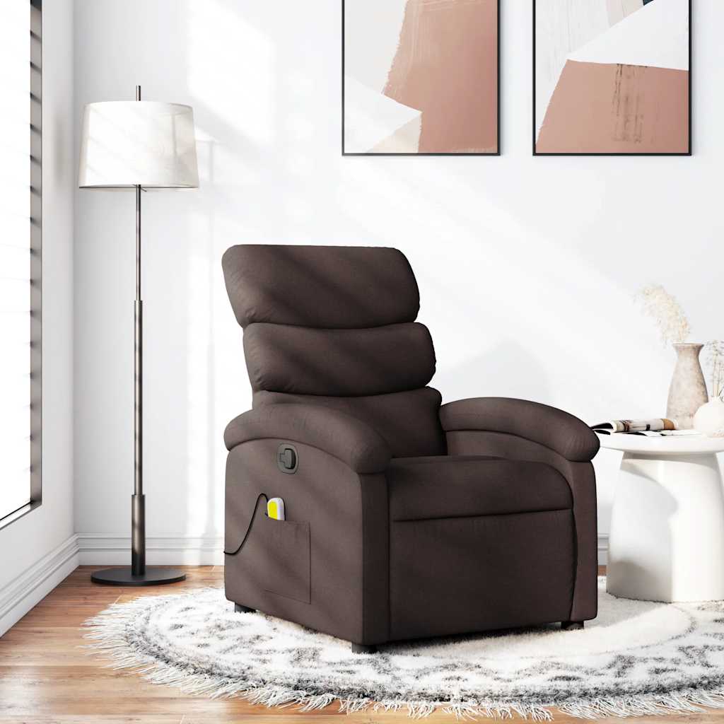Fauteuil de massage inclinable Marron foncé Tissu - XIOS