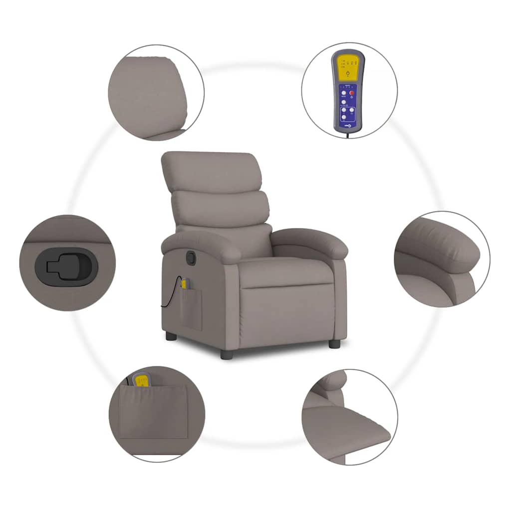 Fauteuil de massage inclinable Taupe Tissu - XIOS