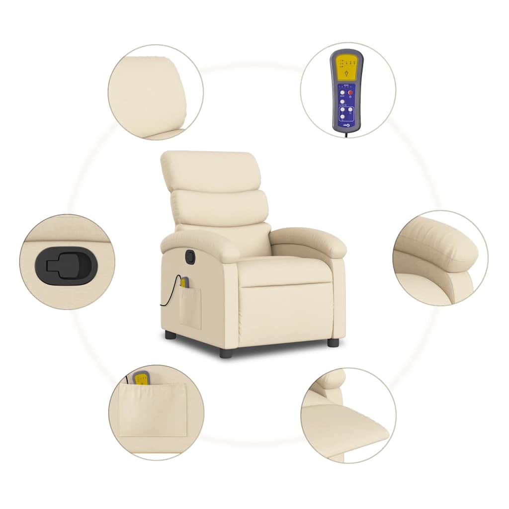 Fauteuil de massage inclinable Crème Tissu - XIOS