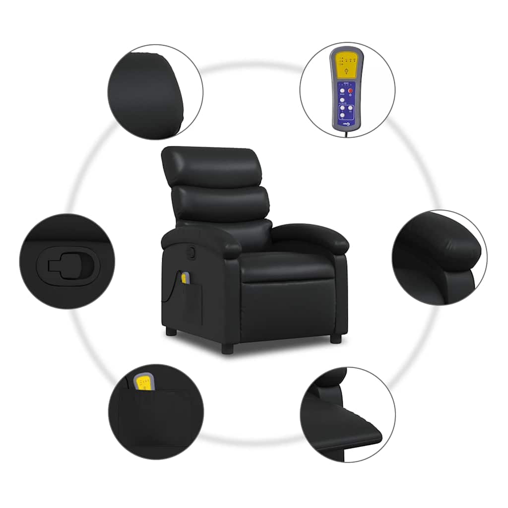 Fauteuil de massage inclinable Noir Similicuir - XIOS