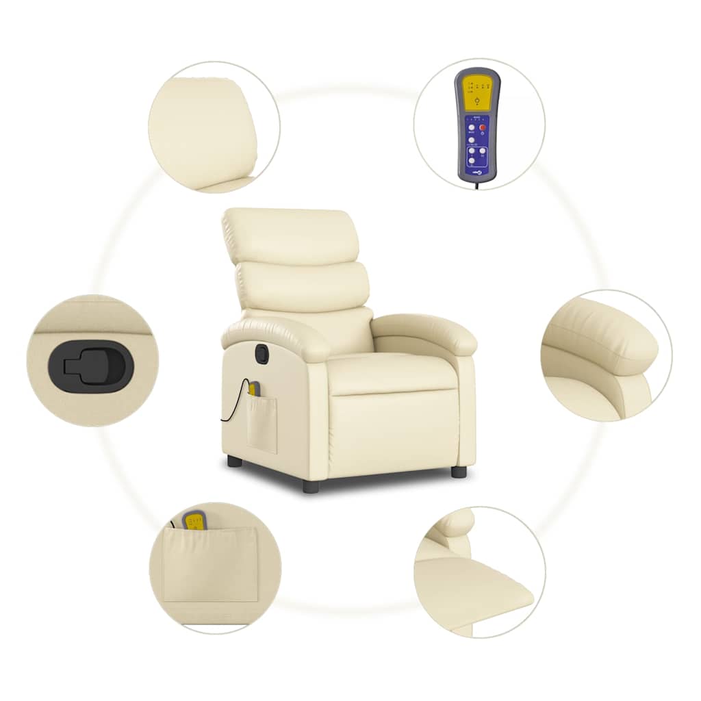 Fauteuil inclinable de massage Crème Similicuir - XIOS