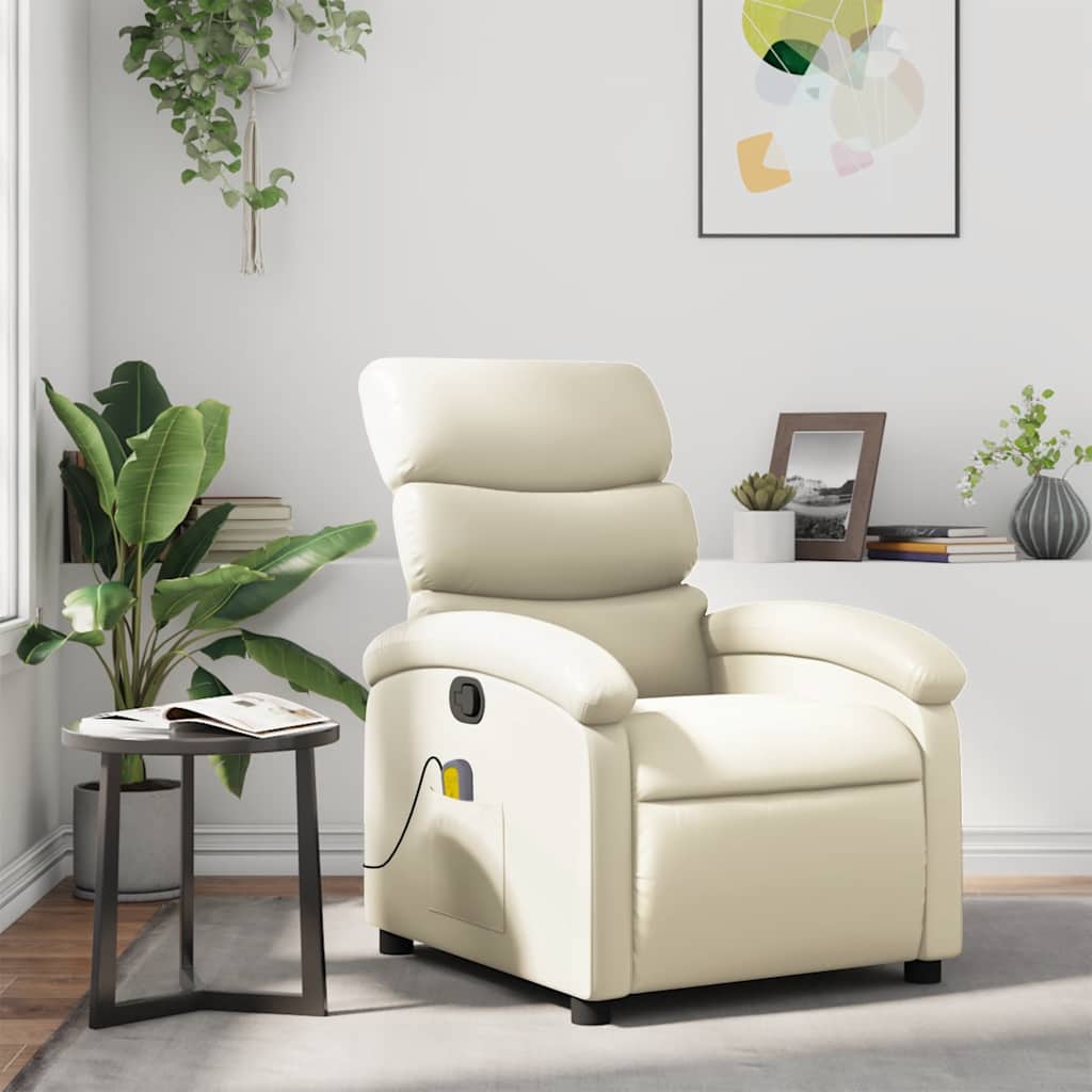 Fauteuil inclinable de massage Crème Similicuir - XIOS