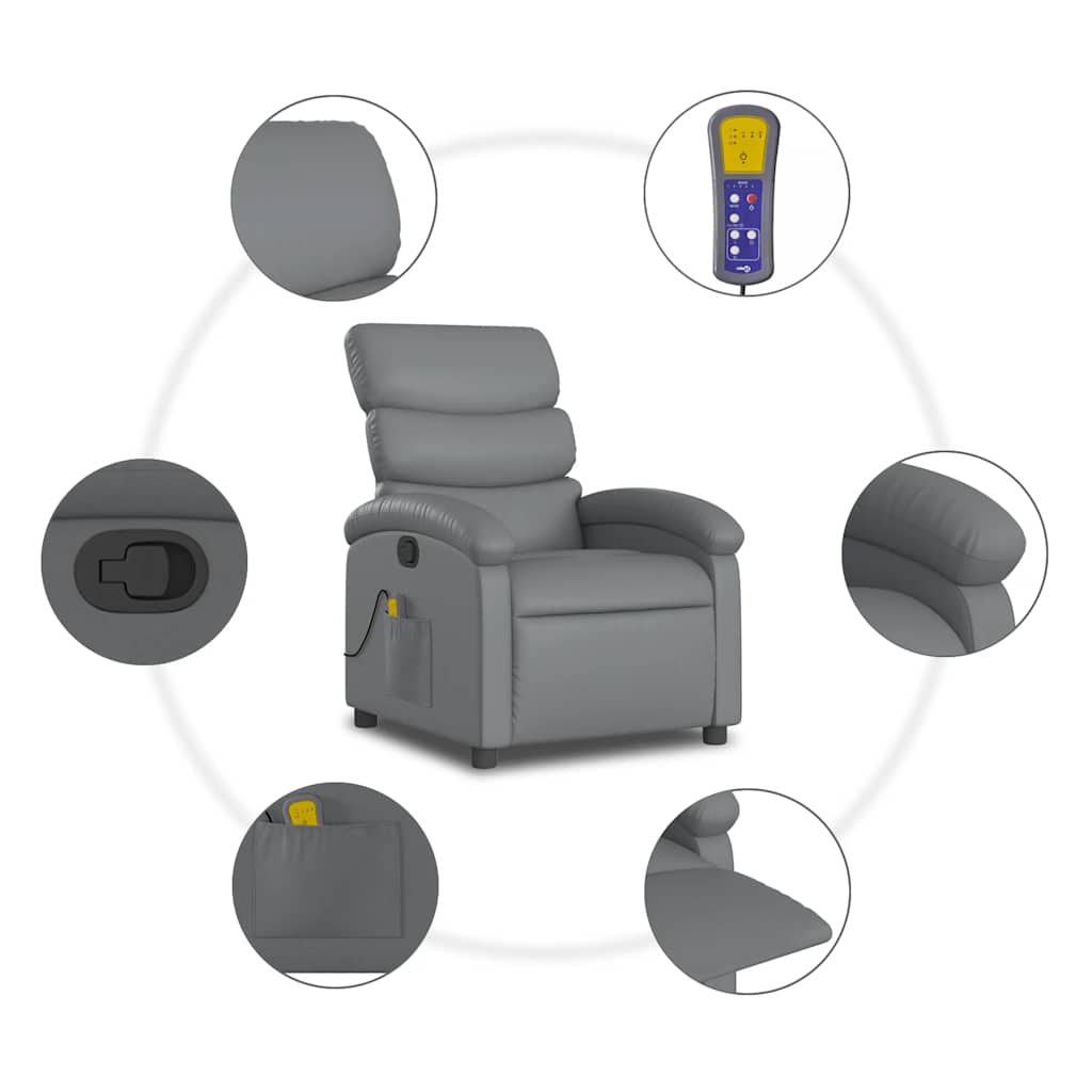 Fauteuil de massage inclinable Gris Similicuir - XIOS