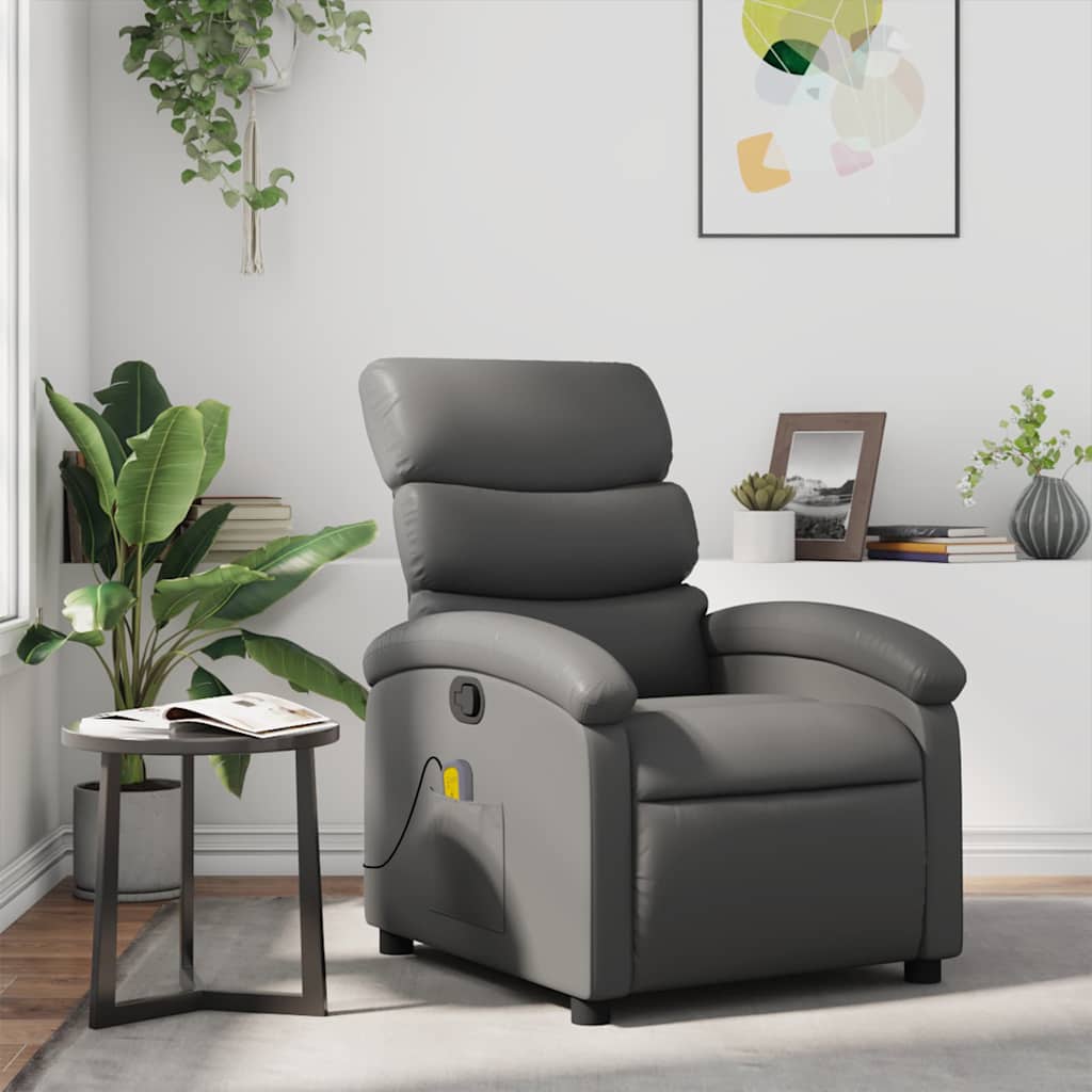 Fauteuil de massage inclinable Gris Similicuir - XIOS