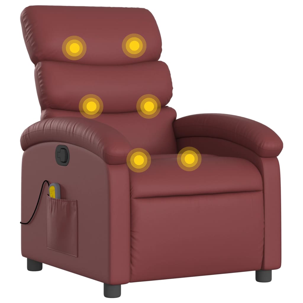 Fauteuil de massage inclinable Rouge bordeaux Similicuir - XIOS