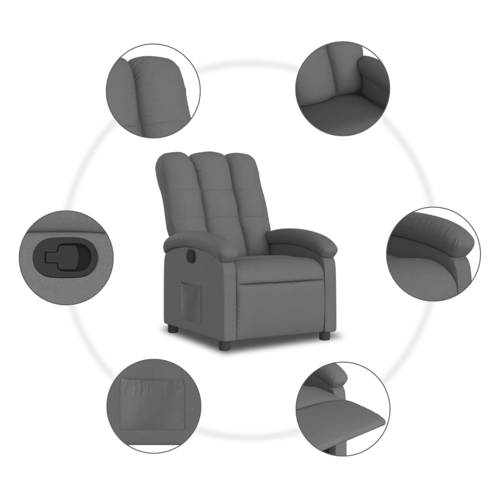 Fauteuil inclinable Gris foncé Tissu - XIOS
