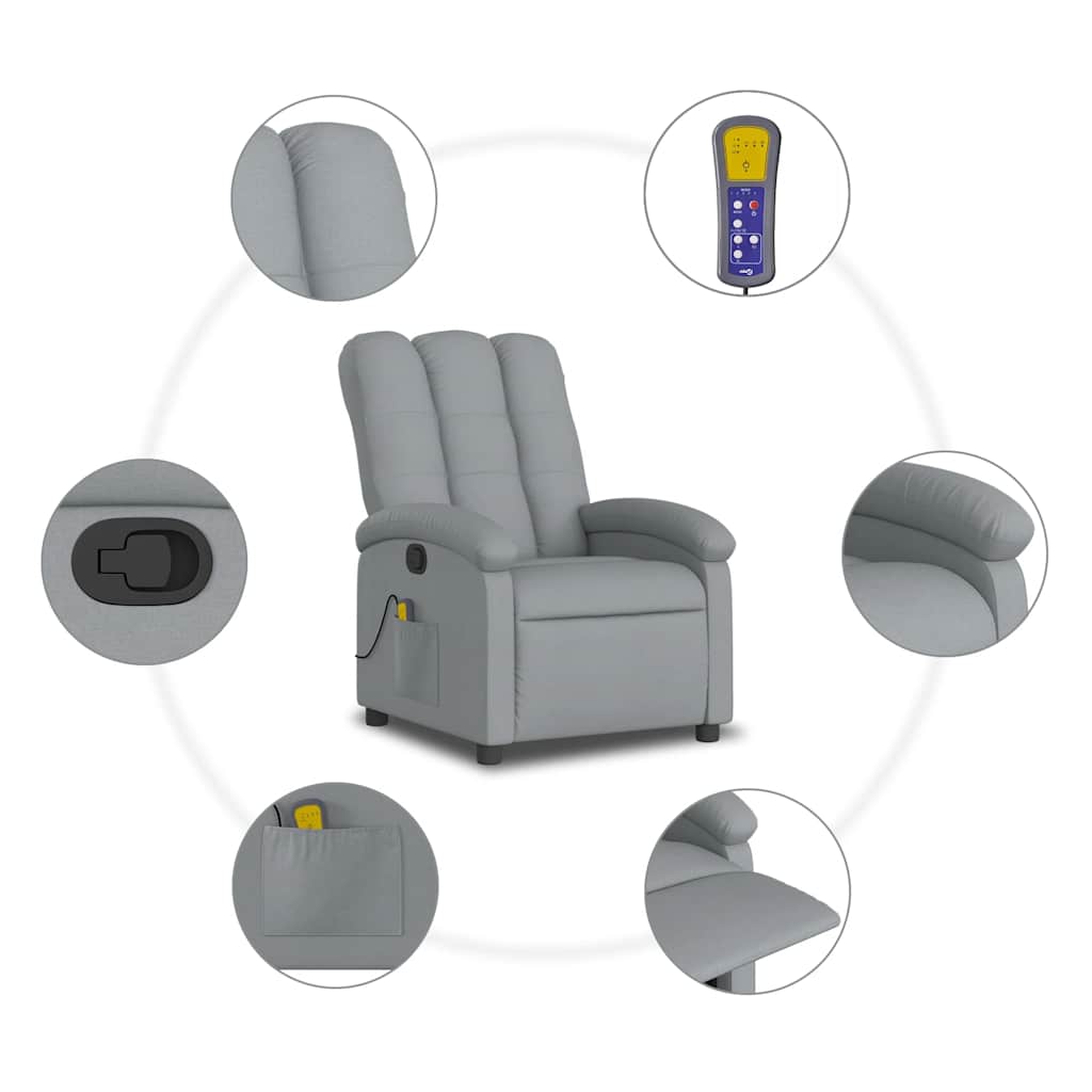Fauteuil de massage inclinable Gris clair Tissu - XIOS