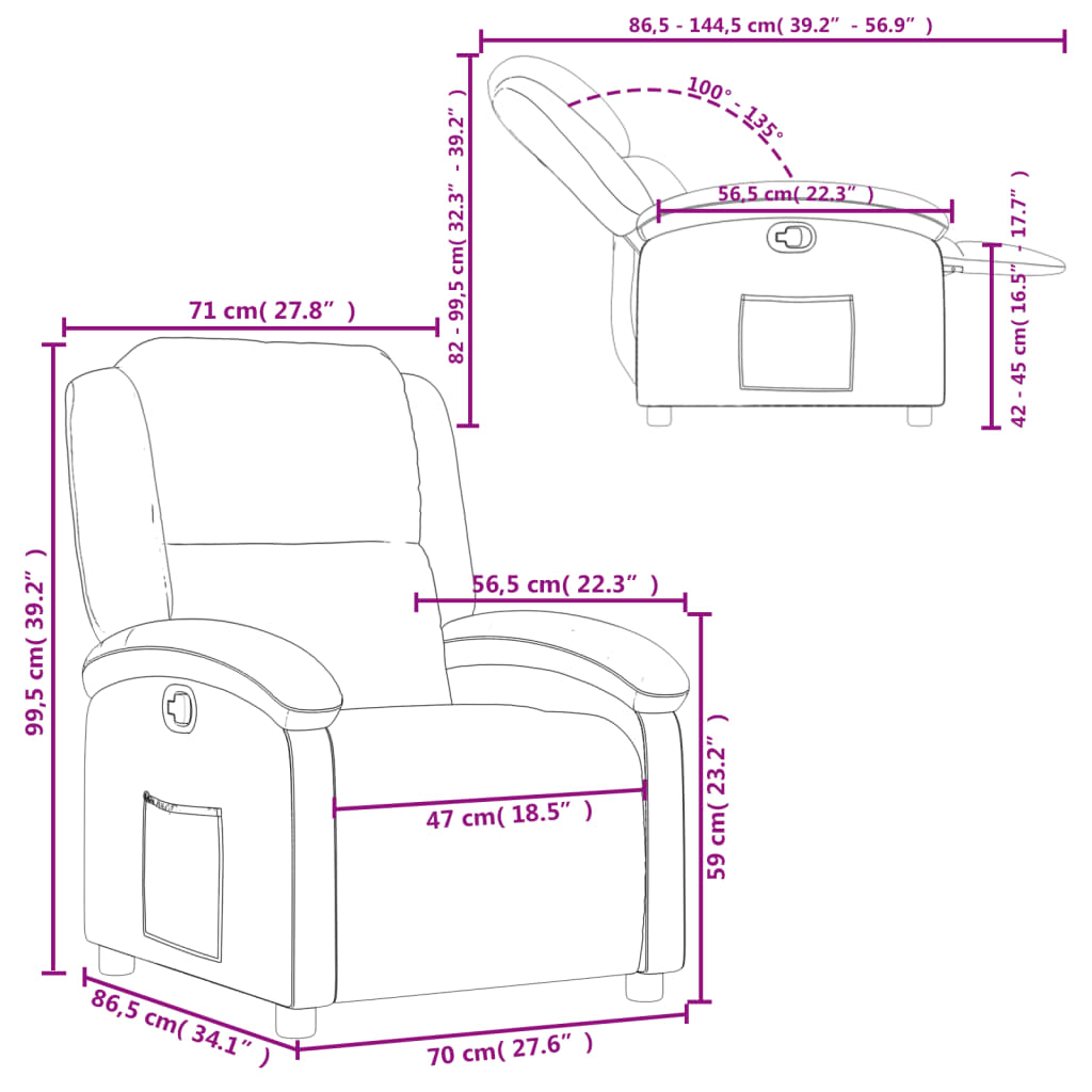 Fauteuil inclinable Rouge bordeaux Tissu - XIOS