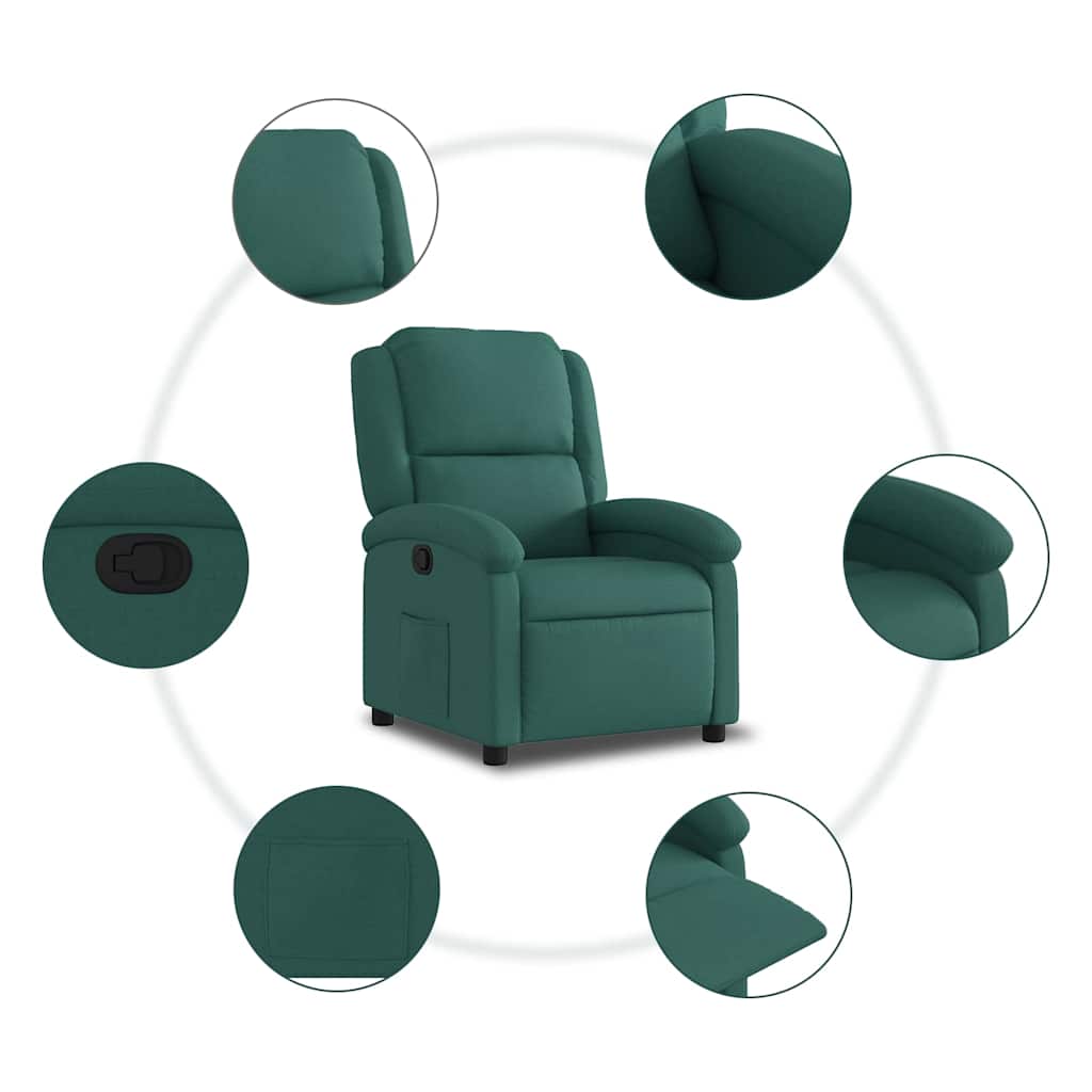 Fauteuil inclinable Vert foncé Tissu - XIOS