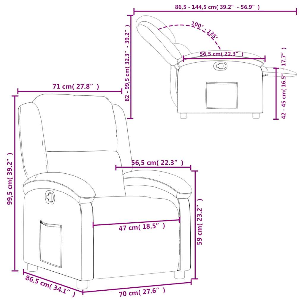 Fauteuil inclinable Taupe Tissu - XIOS