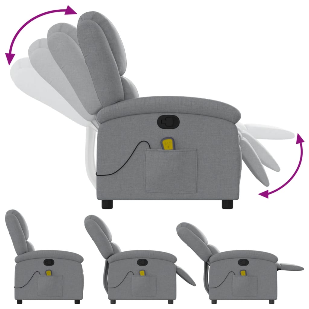 Fauteuil de massage inclinable Gris clair Tissu