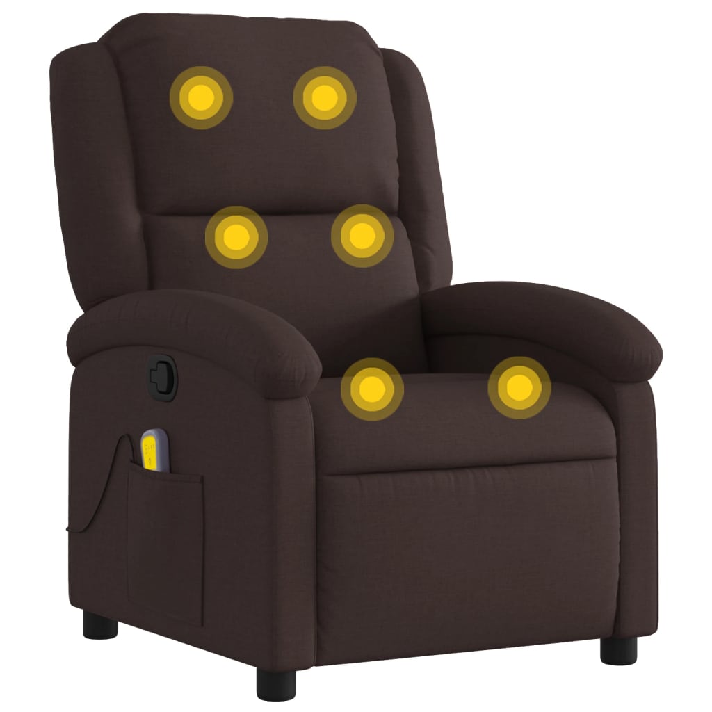Fauteuil de massage inclinable Marron foncé Tissu - XIOS
