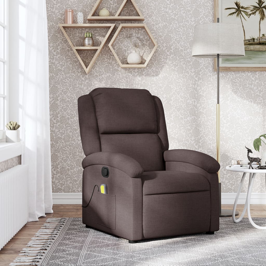 Fauteuil de massage inclinable Marron foncé Tissu - XIOS