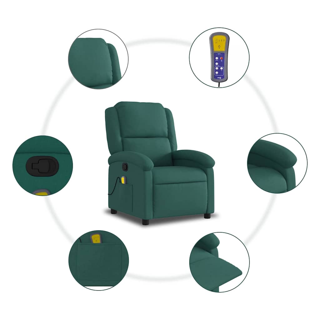 Fauteuil de massage inclinable Vert foncé Tissu - XIOS