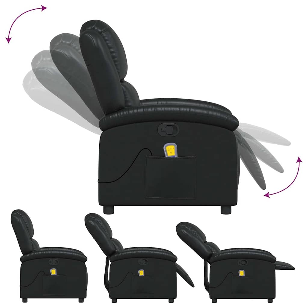 Fauteuil de massage inclinable Noir Similicuir