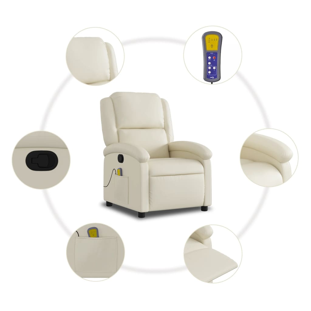Fauteuil inclinable de massage Crème Similicuir