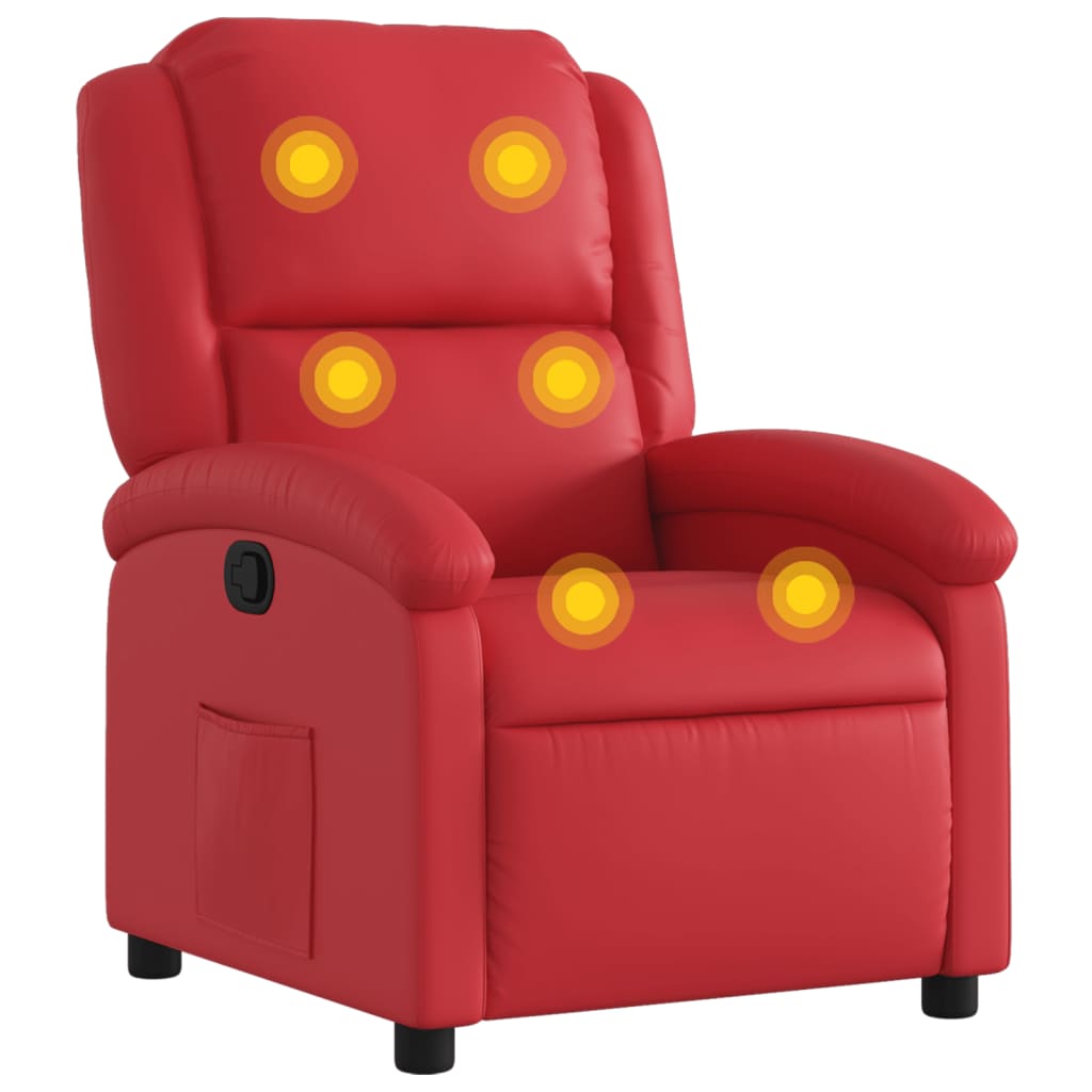 Fauteuil de massage inclinable rouge similicuir - XIOS