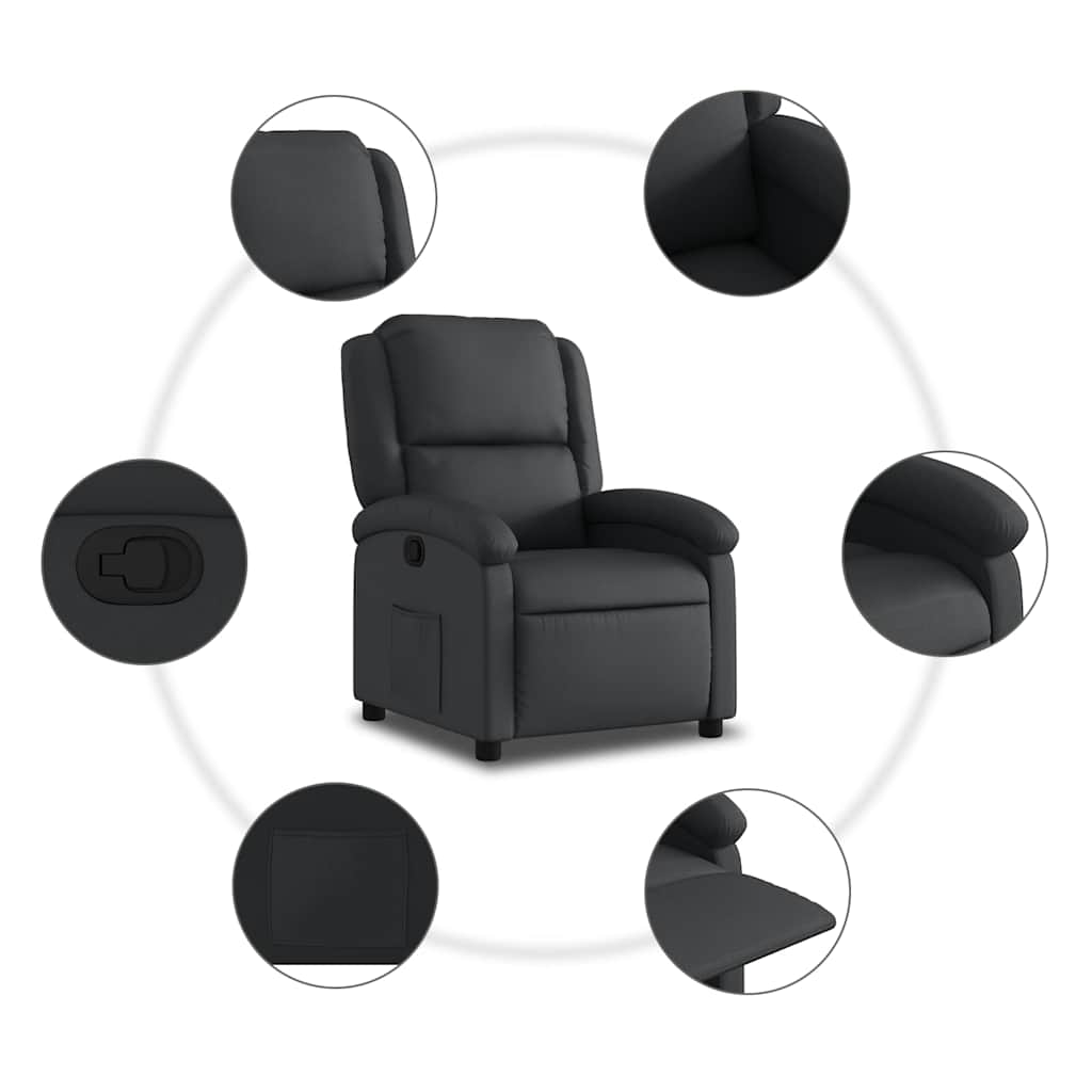 Fauteuil inclinable en cuir véritable noir - XIOS
