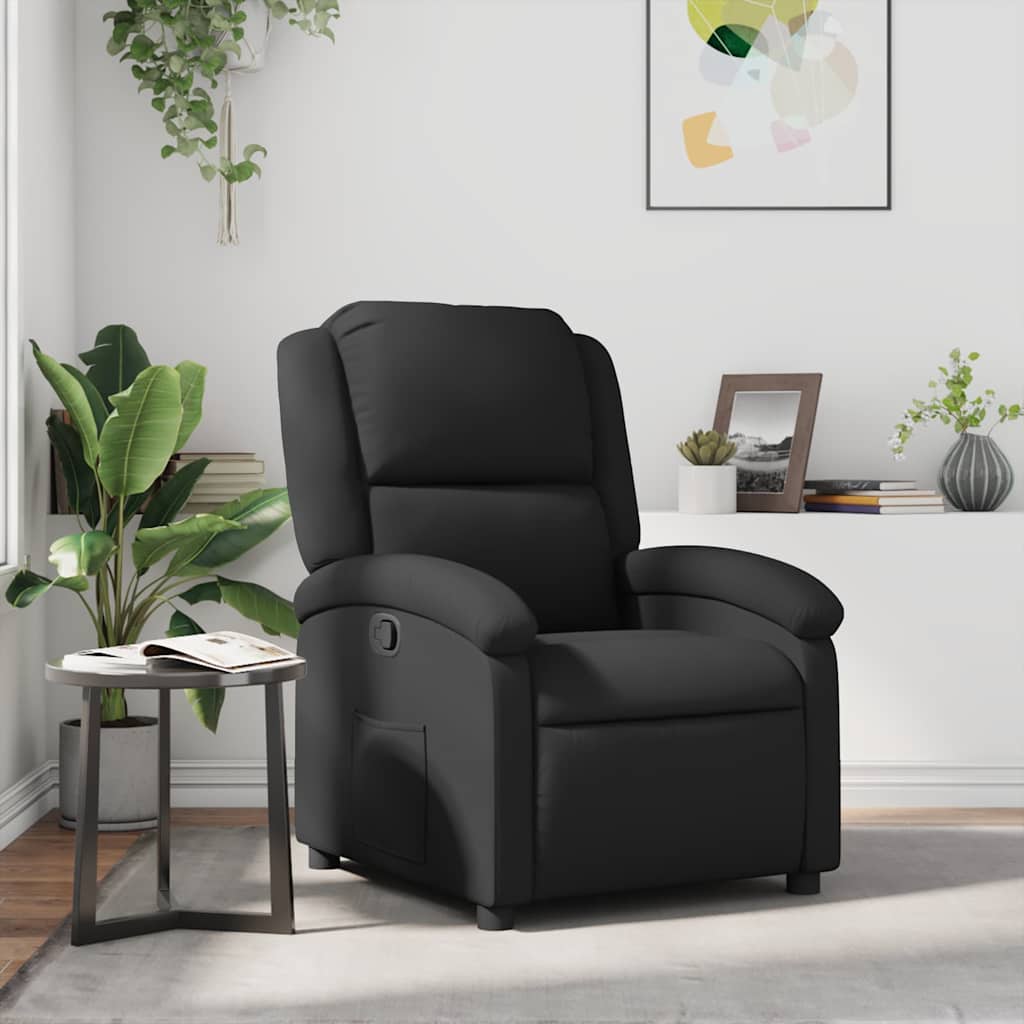 Fauteuil inclinable en cuir véritable noir - XIOS