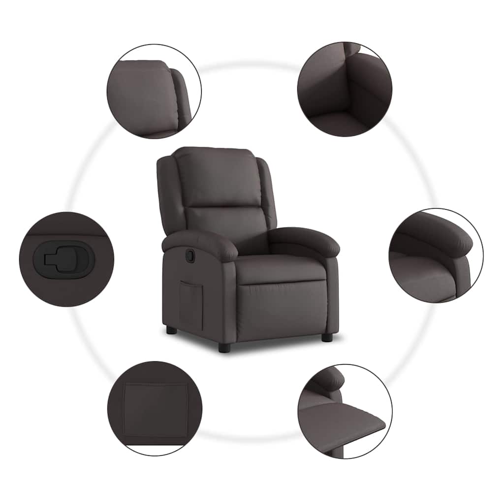 Fauteuil inclinable marron foncé cuir véritable - XIOS
