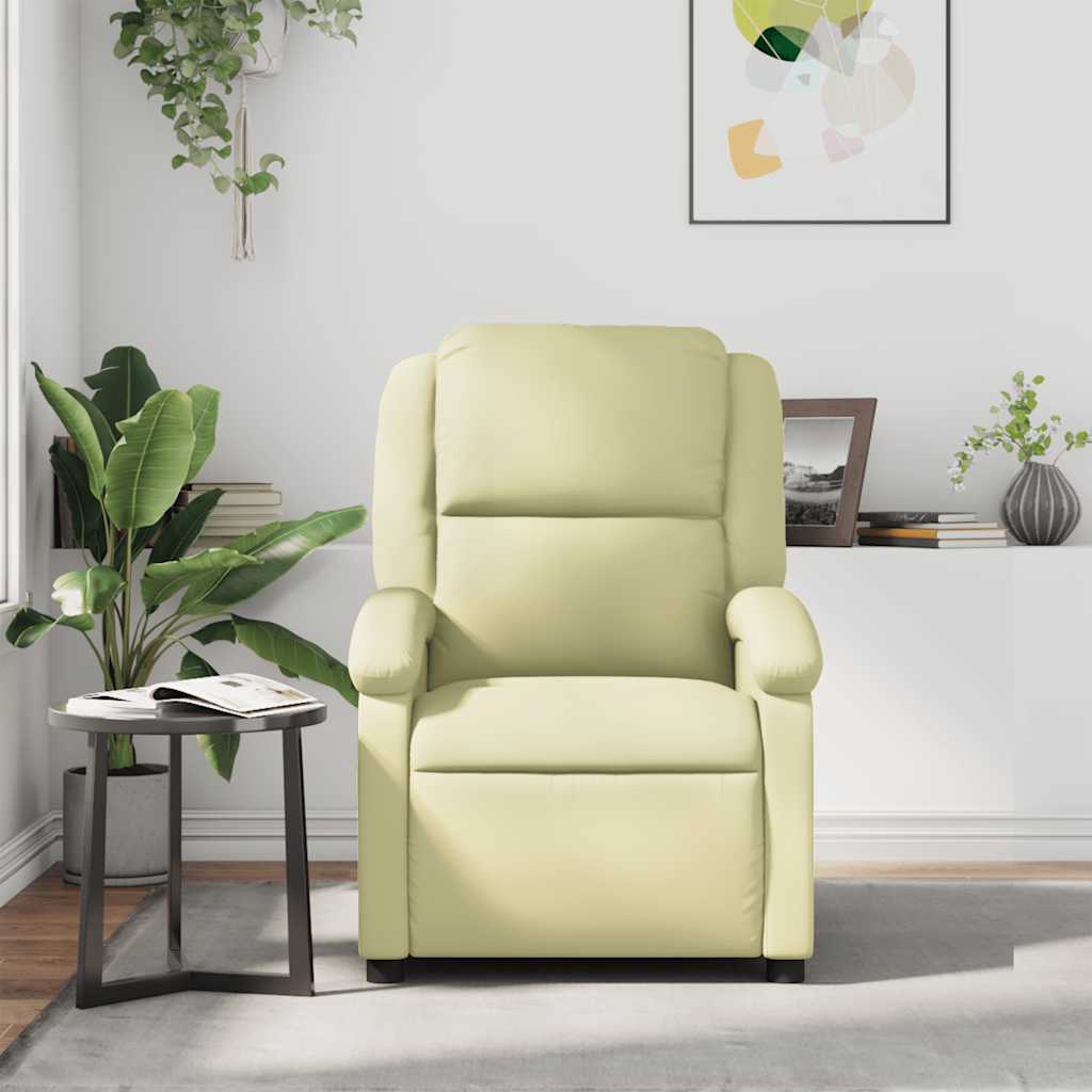 Fauteuil inclinable crème cuir véritable - XIOS